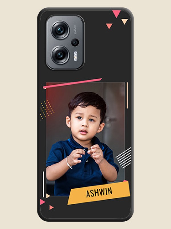 Custom Photo Frame with Triangle Small Dots on Photo on Space Black Soft Matte Back Cover - Poco X4 Gt 5G