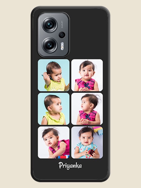 Custom Floral Art with 6 Image Holder on Photo on Space Black Soft Matte Mobile Case - Poco X4 Gt 5G