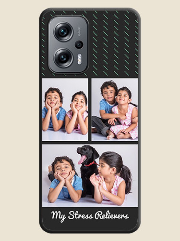 Custom Cross Dotted Pattern with 2 Image Holder  on Personalised Space Black Soft Matte Cases - Poco X4 Gt 5G