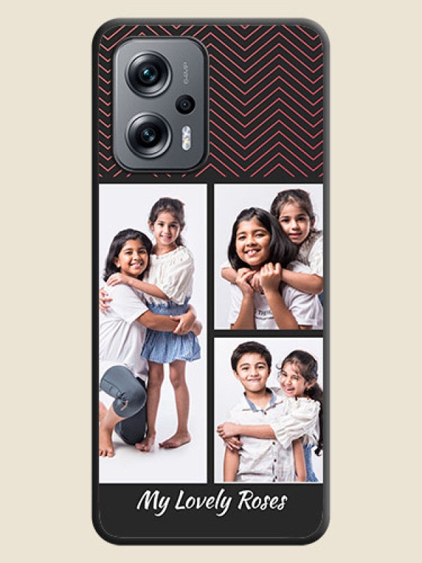 Custom Wave Pattern with 3 Image Holder on Space Black Custom Soft Matte Back Cover - Poco X4 Gt 5G