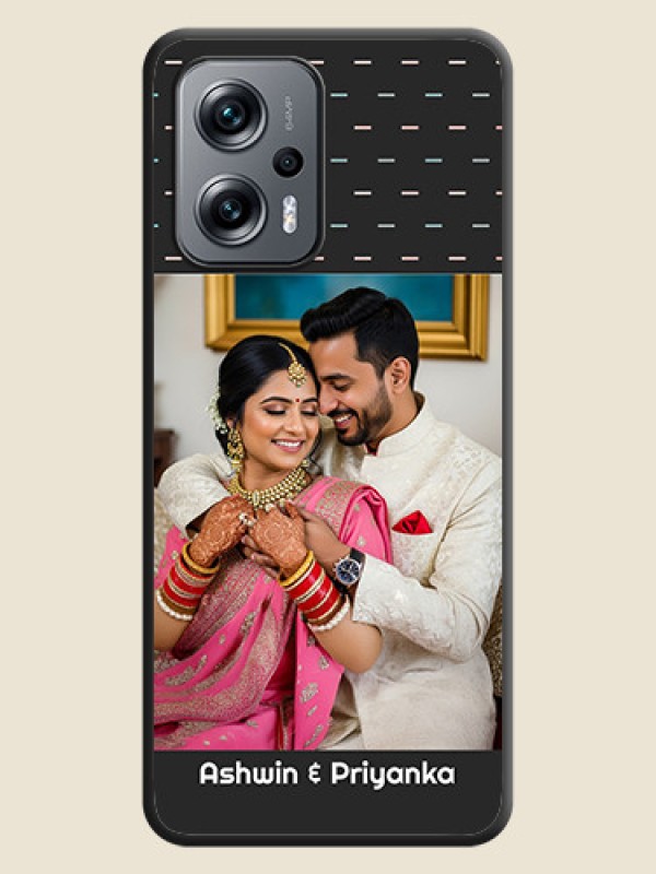 Custom Line Pattern Design with Text on Space Black Custom Soft Matte Phone Back Cover - Poco X4 Gt 5G