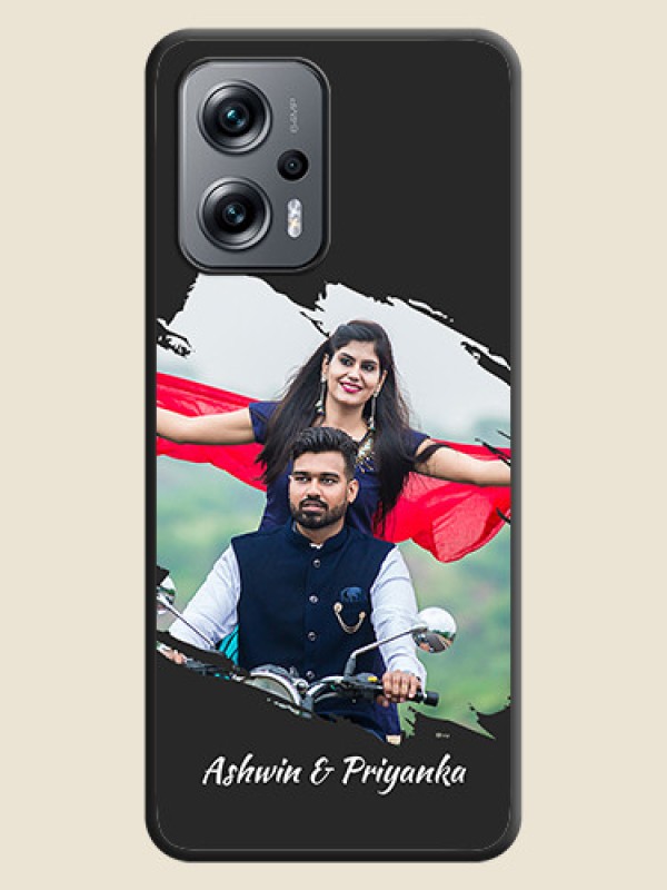 Custom Grunge Brush Strokes on Photo on Space Black Soft Matte Back Cover - Poco X4 Gt 5G