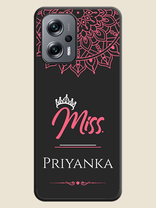 Custom Mrs Name with Floral Design on Space Black Personalized Soft Matte Phone Covers - Poco X4 Gt 5G