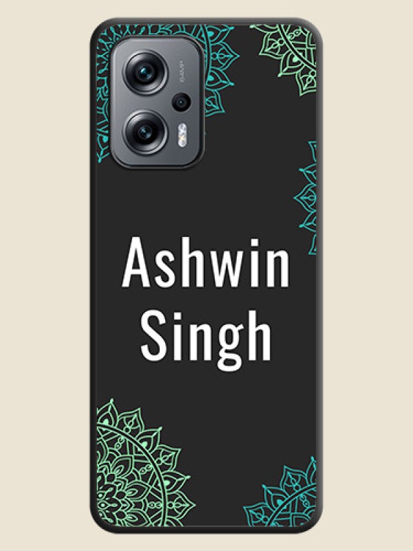 Custom Your Name with Floral Design on Space Black Custom Soft Matte Back Cover - Poco X4 Gt 5G