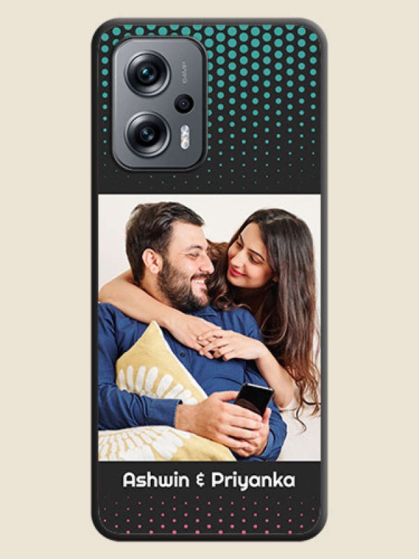 Custom Faded Dots with Grunge Photo Frame and Text on Space Black Custom Soft Matte Phone Cases - Poco X4 Gt 5G