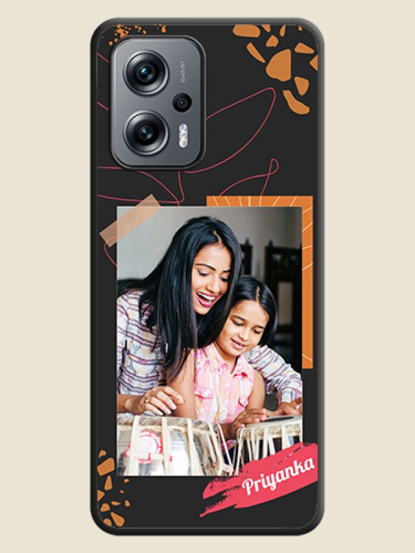 Custom Orange Photo Frame on Space Black Custom Soft Matte Phone Back Cover - Poco X4 Gt 5G