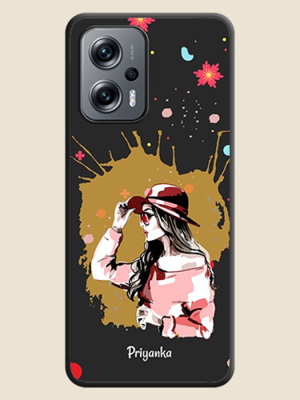 Custom Mordern Lady With Color Splash Background With Custom Text On Space Black Personalized Soft Matte Phone Covers -Poco X4 Gt 5G