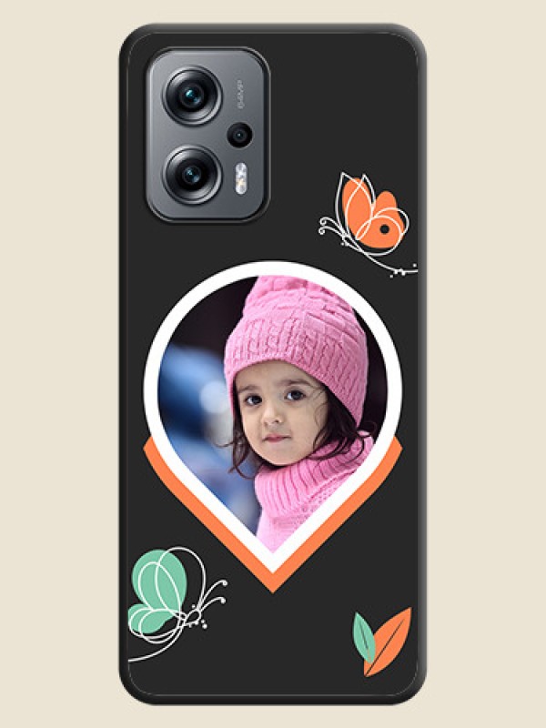 Custom Upload Pic With Simple Butterly Design On Space Black Personalized Soft Matte Phone Covers -Poco X4 Gt 5G
