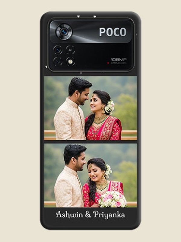 Custom Miniature Love Symbols with Name on Space Black Custom Soft Matte Back Cover - Poco X4 Pro 5G