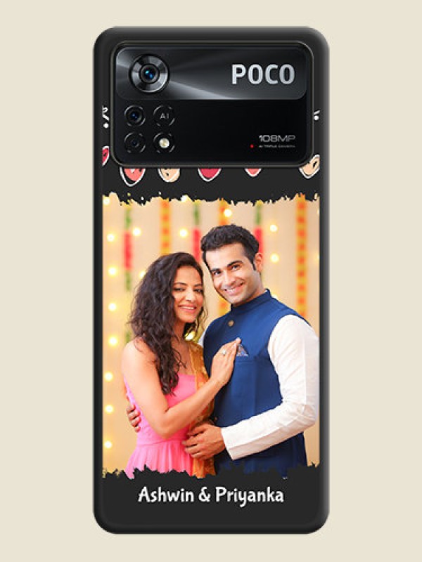 Custom Pink Love Hangings with Name on Space Black Custom Soft Matte Phone Cases - Poco X4 Pro 5G