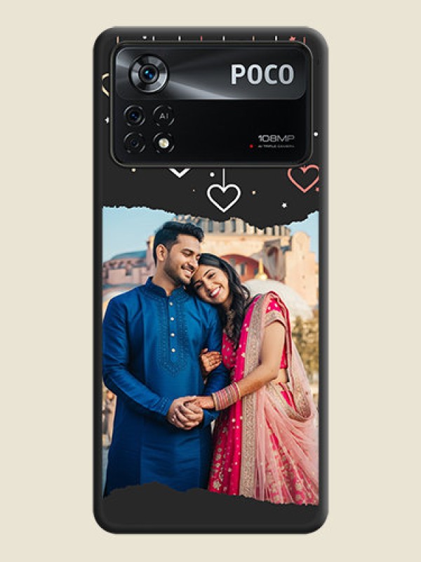 Custom Love Hangings with Splash Wave Picture on Space Black Custom Soft Matte Phone Back Cover - Poco X4 Pro 5G