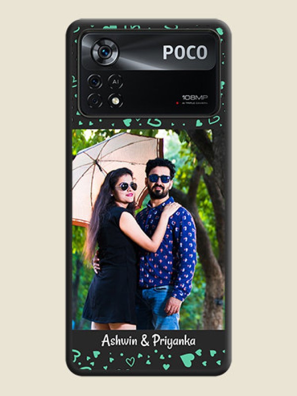 Custom Sea Green Indefinite Love Pattern on Photo on Space Black Soft Matte Mobile Cover - Poco X4 Pro 5G