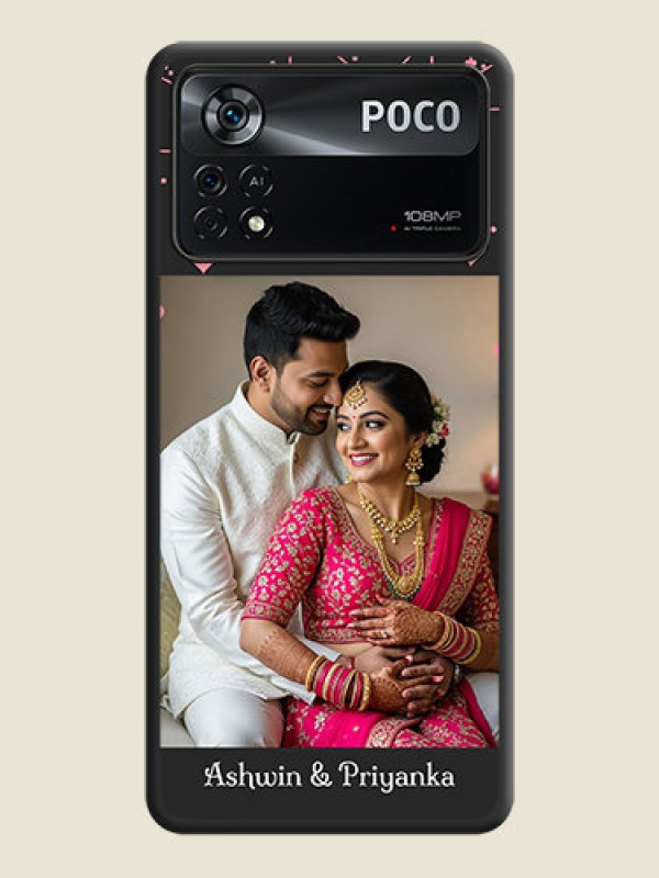 Custom Pink Love Hangings with Text on Space Black Custom Soft Matte Back Cover - Poco X4 Pro 5G