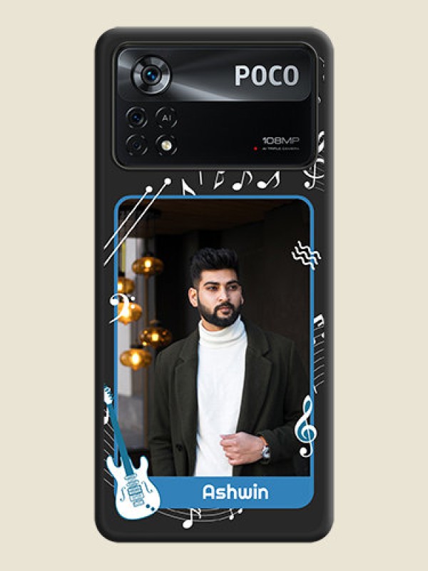 Custom Musical Theme Design with Text on Photo on Space Black Soft Matte Mobile Case - Poco X4 Pro 5G
