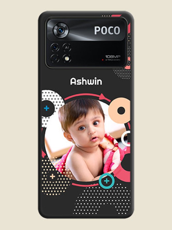 Custom Multicoloured Round Image on Personalised Space Black Soft Matte Cases - Poco X4 Pro 5G