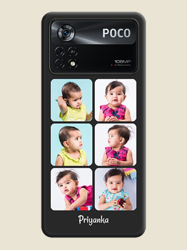 Custom Floral Art with 6 Image Holder on Photo on Space Black Soft Matte Mobile Case - Poco X4 Pro 5G