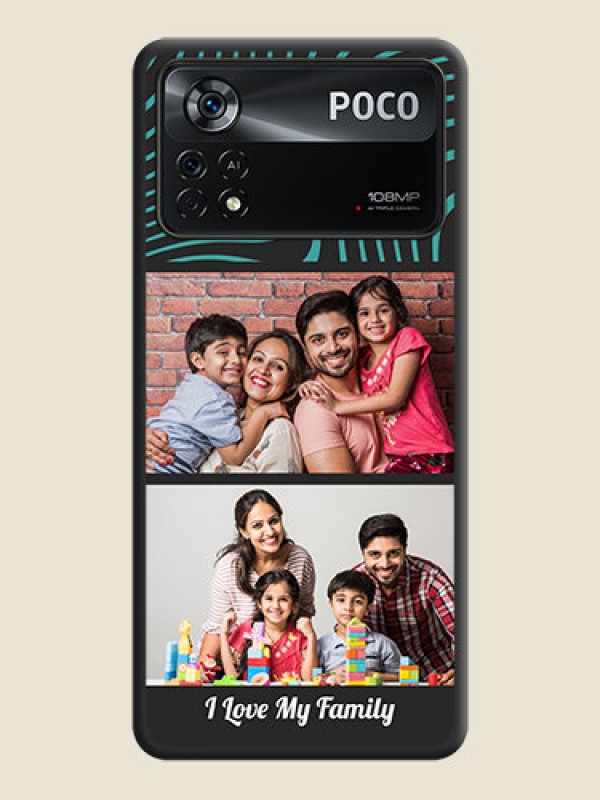 Custom Wave Pattern with 2 Image Holder on Space Black Personalized Soft Matte Phone Covers - Poco X4 Pro 5G