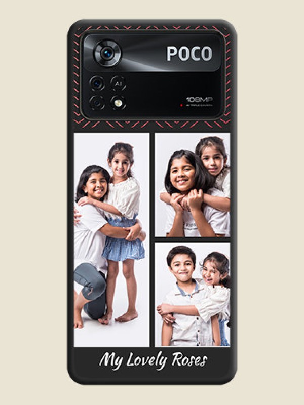 Custom Wave Pattern with 3 Image Holder on Space Black Custom Soft Matte Back Cover - Poco X4 Pro 5G
