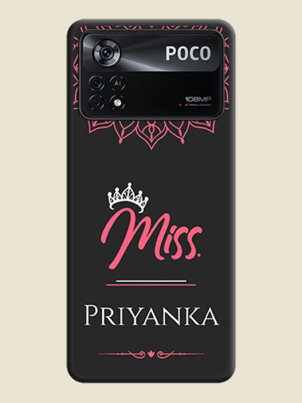 Custom Mrs Name with Floral Design on Space Black Personalized Soft Matte Phone Covers - Poco X4 Pro 5G