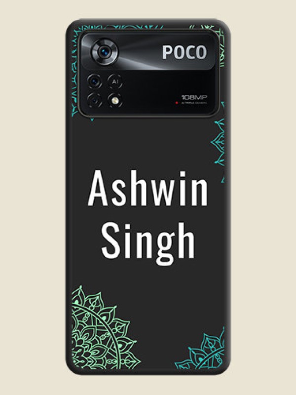 Custom Your Name with Floral Design on Space Black Custom Soft Matte Back Cover - Poco X4 Pro 5G