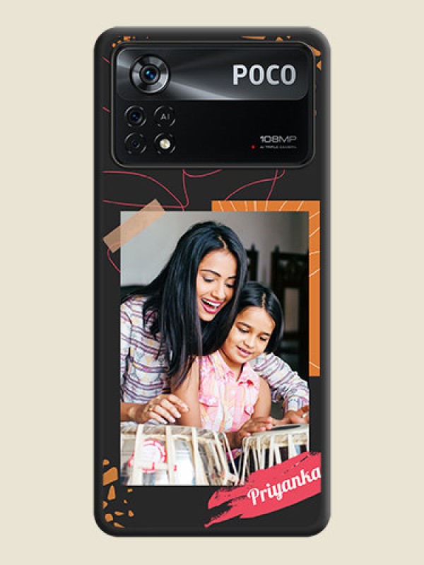 Custom Orange Photo Frame on Space Black Custom Soft Matte Phone Back Cover - Poco X4 Pro 5G