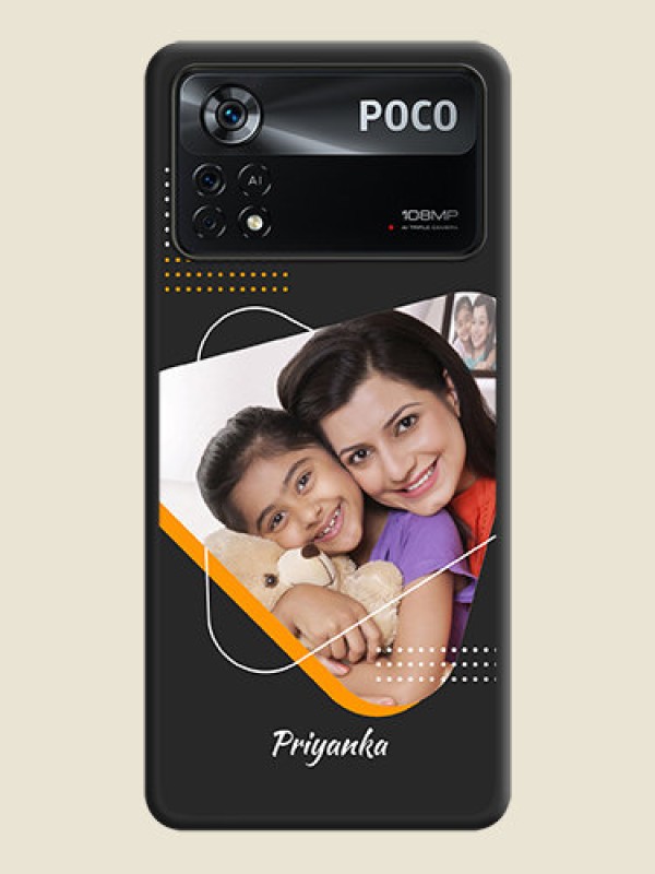 Custom Yellow Triangle on Photo on Space Black Soft Matte Phone Cover - Poco X4 Pro 5G