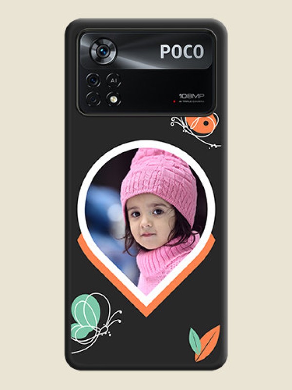 Custom Upload Pic With Simple Butterly Design On Space Black Personalized Soft Matte Phone Covers -Poco X4 Pro 5G