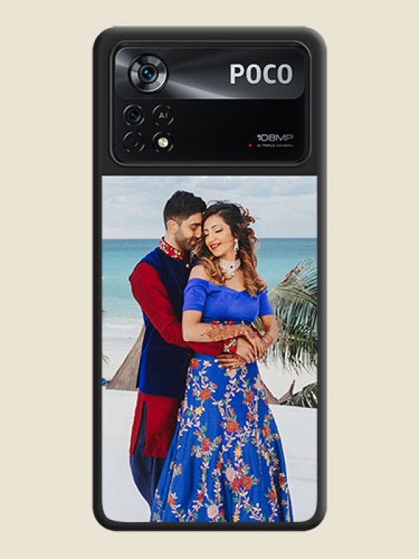Custom Image Upload With Space Black Color On Custom Soft Matte Mobile Back Cover - Poco X4 Pro 5G