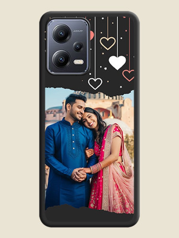 Custom Love Hangings with Splash Wave Picture on Space Black Custom Soft Matte Phone Back Cover - Poco X5 5G