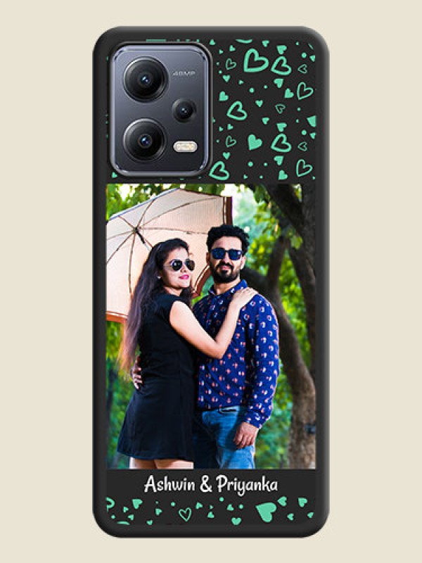 Custom Sea Green Indefinite Love Pattern on Photo on Space Black Soft Matte Mobile Cover - Poco X5 5G
