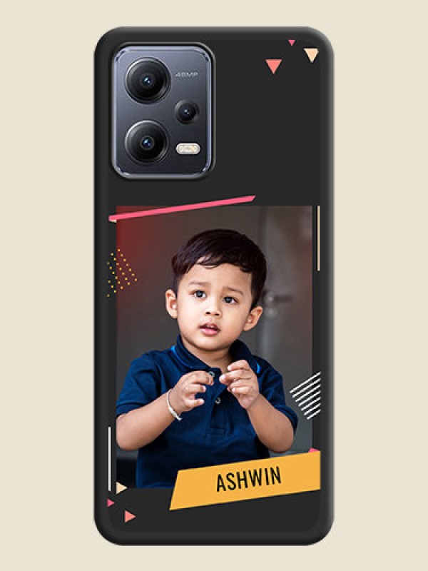Custom Photo Frame with Triangle Small Dots on Photo on Space Black Soft Matte Back Cover - Poco X5 5G