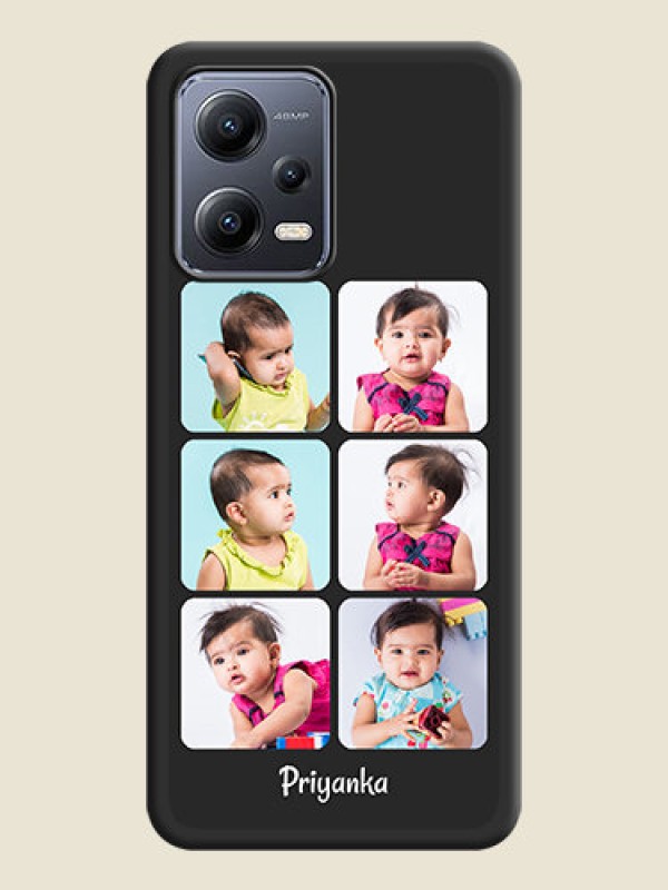 Custom Floral Art with 6 Image Holder on Photo on Space Black Soft Matte Mobile Case - Poco X5 5G