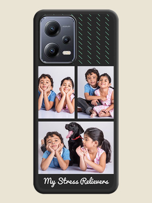 Custom Cross Dotted Pattern with 2 Image Holder  on Personalised Space Black Soft Matte Cases - Poco X5 5G