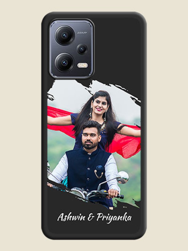 Custom Grunge Brush Strokes on Photo on Space Black Soft Matte Back Cover - Poco X5 5G