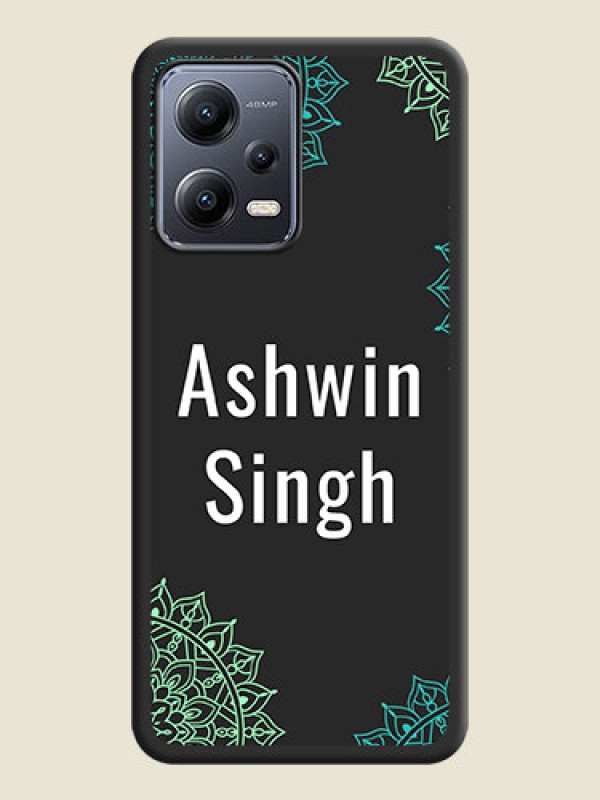 Custom Your Name with Floral Design on Space Black Custom Soft Matte Back Cover - Poco X5 5G