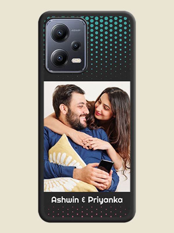 Custom Faded Dots with Grunge Photo Frame and Text on Space Black Custom Soft Matte Phone Cases - Poco X5 5G