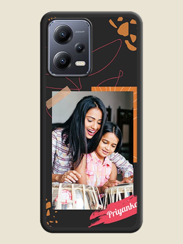 Custom Orange Photo Frame on Space Black Custom Soft Matte Phone Back Cover - Poco X5 5G