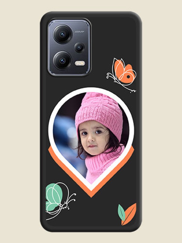 Custom Upload Pic With Simple Butterly Design On Space Black Personalized Soft Matte Phone Covers -Poco X5 5G