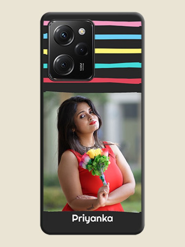 Custom Multicolor Lines with Image on Space Black Personalized Soft Matte Phone Covers -Poco X5 Pro 5G