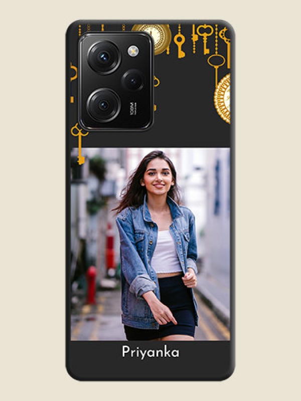 Custom Decorative Design with Text on Space Black Custom Soft Matte Back Cover -Poco X5 Pro 5G