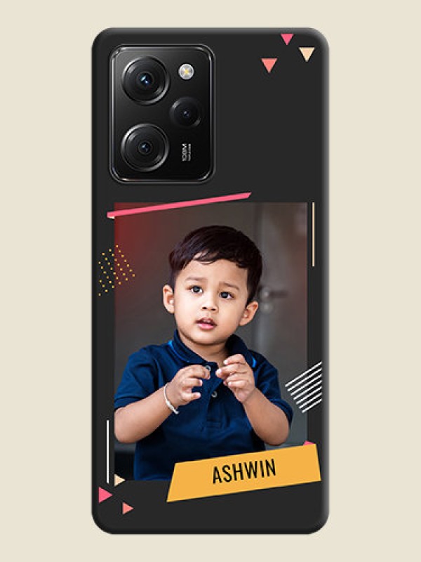 Custom Photo Frame with Triangle Small Dots - Photo on Space Black Soft Matte Back Cover -Poco X5 Pro 5G