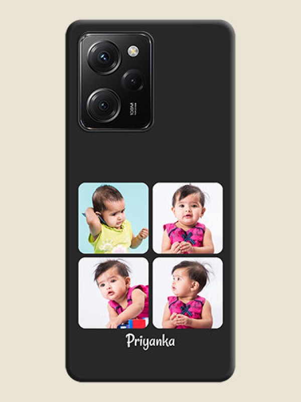 Custom Floral Art with 6 Image Holder - Photo on Space Black Soft Matte Mobile Case -Poco X5 Pro 5G