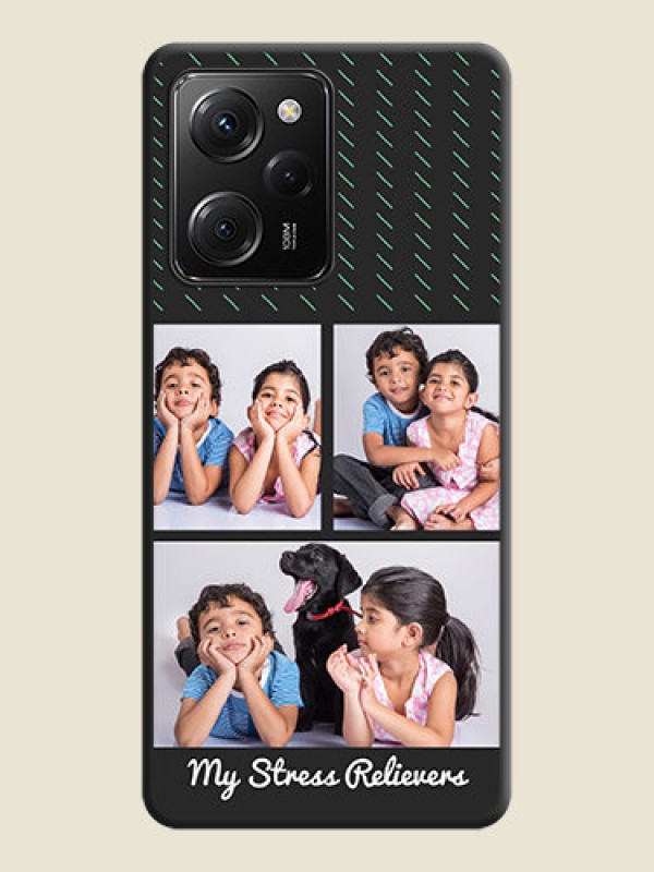 Custom Cross Dotted Pattern with 2 Image Holder  on Personalised Space Black Soft Matte Cases -Poco X5 Pro 5G
