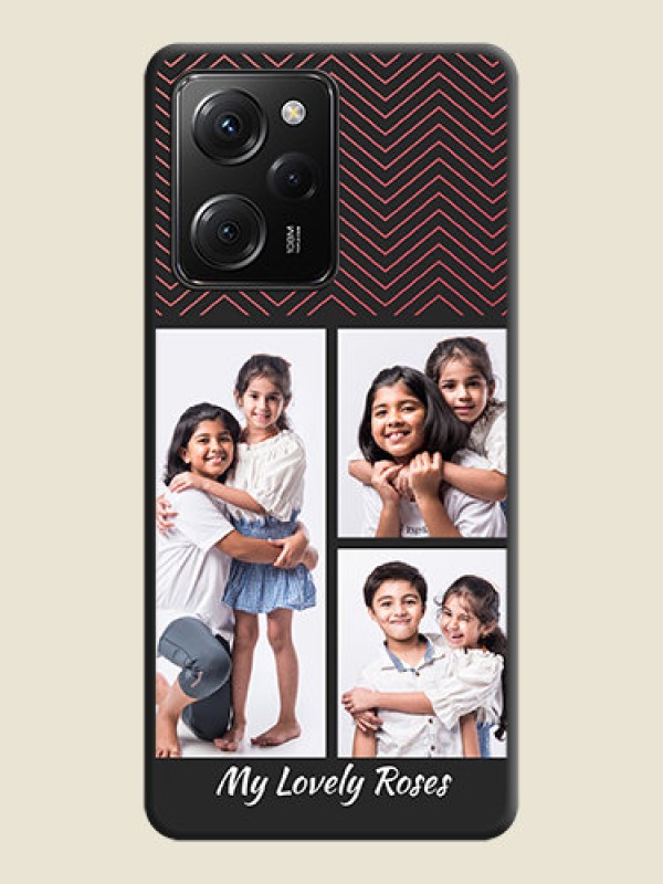 Custom Wave Pattern with 3 Image Holder on Space Black Custom Soft Matte Back Cover -Poco X5 Pro 5G