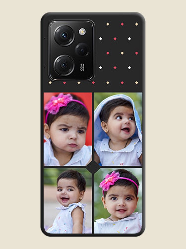 Custom Multicolor Dotted Pattern with 4 Image Holder on Space Black Custom Soft Matte Phone Cases -Poco X5 Pro 5G