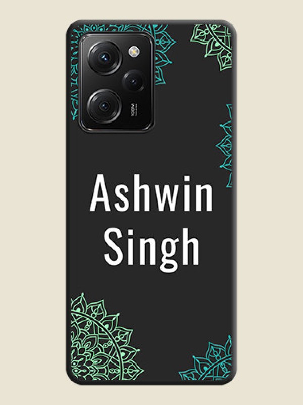 Custom Your Name with Floral Design on Space Black Custom Soft Matte Back Cover -Poco X5 Pro 5G