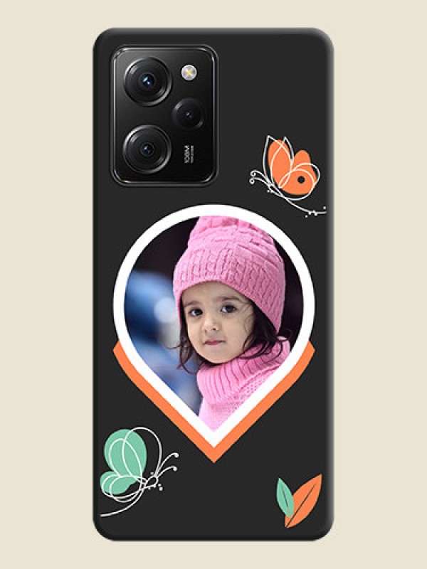 Custom Upload Pic With Simple Butterly Design On Space Black Personalized Soft Matte Phone Covers -ApplePoco X5 Pro 5G