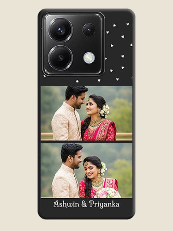 Custom Miniature Love Symbols with Name on Space Black Custom Soft Matte Back Cover - Poco X6 5G