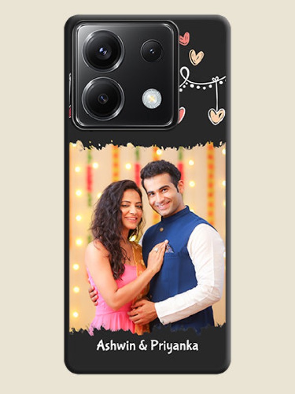 Custom Pink Love Hangings with Name on Space Black Custom Soft Matte Phone Cases - Poco X6 5G