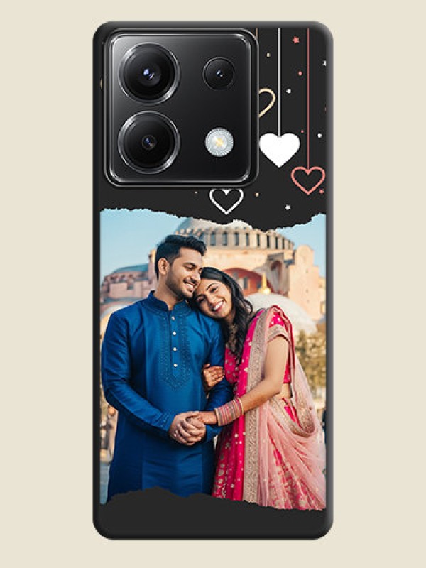 Custom Love Hangings with Splash Wave Picture on Space Black Custom Soft Matte Phone Back Cover - Poco X6 5G